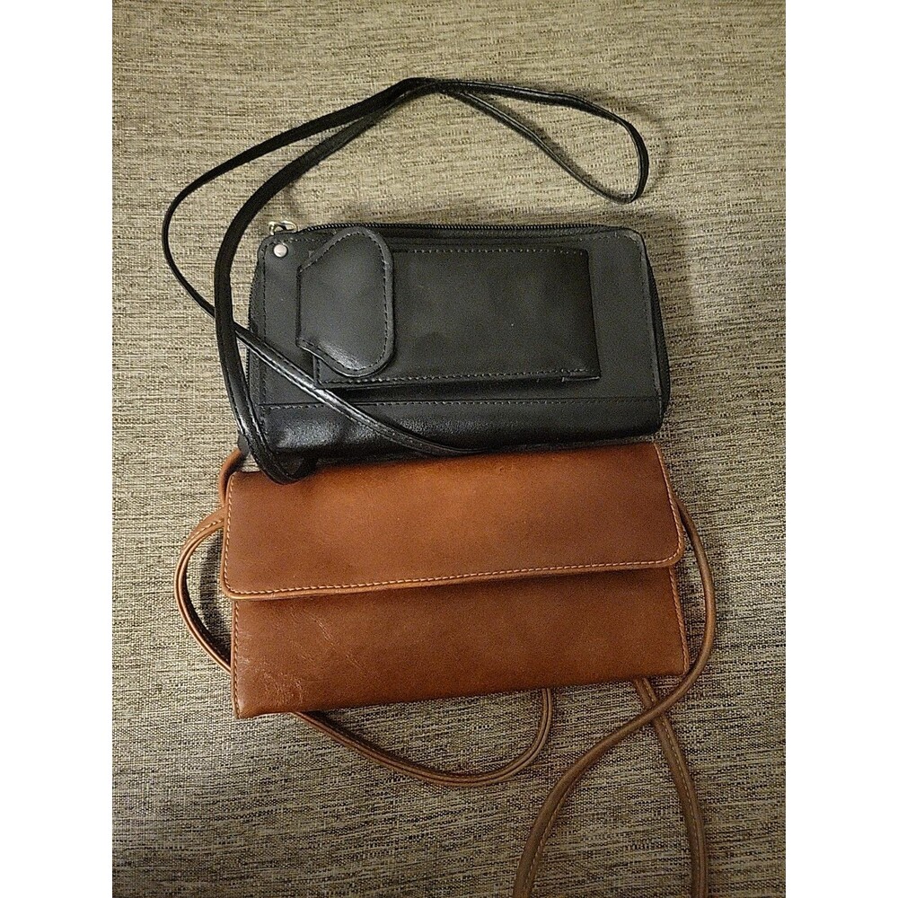 2 New Black Brown Crossbody Wallet Purses Rosetti Leather Organizers Vtg Small